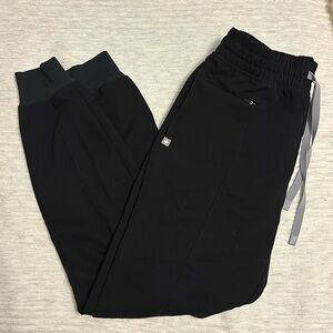 Figs Black scrub Pants with Gray Drawstrings